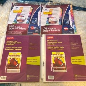 Staples dividers and sheet protectors